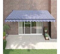 Vidaxl Auvent Rétractable Bleu Et Blanc 4,5x3 M Tissu Et Aluminium