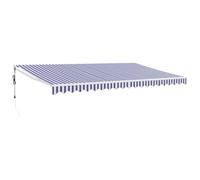 Vidaxl Auvent Rétractable Bleu Et Blanc 5x3 M Tissu Et Aluminium
