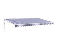 Vidaxl Auvent Rétractable Bleu Et Blanc 5x3 M Tissu Et Aluminium