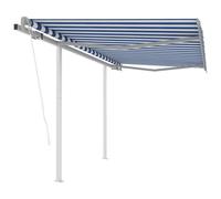 Vidaxl Auvent Rétractable Automatique Et Poteaux 3x2,5 M Bleu Et Blanc Blanc