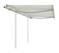 vidaXL Auvent rétractable automatique et poteaux 3x2,5 m Crème 3069907