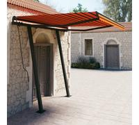 Vidaxl Auvent Rétractable Automatique Et Poteaux 3x2,5 M Orange Marron