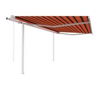 Vidaxl Auvent Rétractable Automatique Et Poteaux 4x3m Orange Et Marron Orange