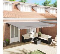 Vidaxl Auvent Rétractable Automatique Gris Clair 500x300 Cm, Vidaxl Tissu De Remplacement Pour Auvent De Cadre 5x3 M Gris Clair