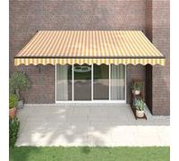 vidaXL Auvent rétractable automatique jaune et blanc 4,5x3 m Blanc G