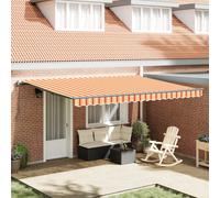 vidaXL Auvent Rétractable Automatique Jaune Et Orange 450X350 cm Résistant aux UV Ombre Extérieure Imperméable Acrylique Canopée de Jardin Pare-Soleil Manuel