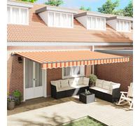 vidaXL Auvent rétractable Automatique Jaune et Orange 500X350 cm | Résistant aux UV et à l'eau, Top pour patios balcons Ombre extérieure Parasol Grand Temps