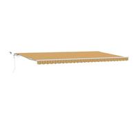 vidaXL Auvent rétractable Automatique Jaune/Gris/Blanc 600 x 350 cm Tissu Multicolore Métal Lisse à Rayures Parasol extérieur avec éclairage LED intégré Résistant à l'eau et aux fuites