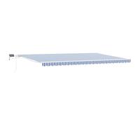 vidaXL Auvent Rétractable avec Bleu et Blanc 6 x 3 m Tissu et métal, Auvent de Jardin, Moderne, rectangulaire, rétractable, résistant aux UV, Solution d'ombre extérieure, Protection Soleil pour la ðé