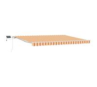 vidaXL Auvent Rétractable avec Jaune et Orange 450 ×300 cm Tissu, Housse de Balcon, matériaux Anti-UV, Store rétractable, Ombre extérieure, abri d'été résistant aux intempéries