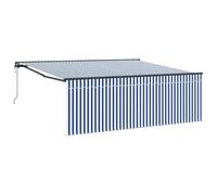 vidaXL Auvent Rétractable Bleu et Anthracite 400 × 300 cm, Auvents réglables, parasols rétractables, matériaux Modernes Anti-UV, abri extérieur, Couverture Patio étanche