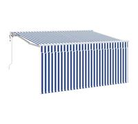 vidaXL Auvent Rétractable Bleu et Blanc 300 x 200 cm, Jardins et terrasses, auvents Modernes, résistants aux UV, durables, Pare-Soleil rétractables, abri extérieure