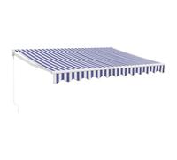 vidaXL Store rétractable 3 x 2,5 m bleu et blanc Tissu et aluminium