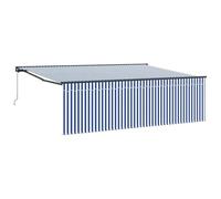 vidaXL Auvent Rétractable Bleu et Blanc 400 × 300 cm, Abris rectangulaire, Ombre Durable pour Jardin et terrasse, auvent rétractable, Couverture Solaire Ajustable