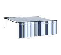 vidaXL Auvent Rétractable Bleu et Blanc 400 × 300 cm, Auvent réglable, Solutions Modernes d'ombre extérieure, matériaux résistants UV, Durable et rétractable