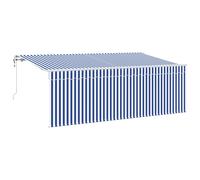 Vidaxl Auvent Rétractable Bleu Et Blanc 400 X 200 Cm Métal & Tissu
