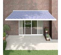 Vidaxl Auvent Rétractable Bleu Et Blanc 4x3 M Tissu Et Aluminium