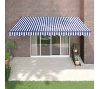 Vidaxl Auvent Rétractable Bleu Et Blanc 4x3 M Tissu Et Aluminium