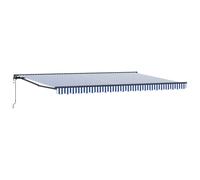 vidaXL Store électrique rétractable Bleu et Blanc de 500 x 300 cm, en Polyester imperméable, avec Cadre en Aluminium. Réglage Manuel de l'angle, à Fixer au Mur. Idéal pour ombrager Ton Patio, Balcon
