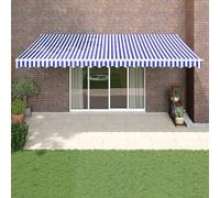 Vidaxl Auvent Rétractable Bleu Et Blanc 5x3 M Tissu Et Aluminium