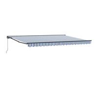 vidaXL Auvent rétractable Bleu et Blanc avec Cadre en alu Noir, 4,5 x 3 m, en Polyester résistant à l'eau et aux UV. pour la Maison et Le Jardin, idéal comme Ombre pour Patio ou Balcon dans Un Style