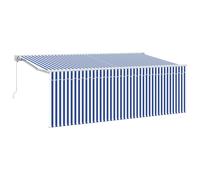 Vidaxl Auvent Rétractable Bleu Et Blanc Blanc 350 X 200 Cm