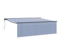 vidaXL Store motorisé Bleu et Blanc en Polyester 4,5 x 3 m, résistant aux UV, déperlant, rétractable, Style Moderne pour terrasses et balcons, Cadre en Acier, modèle électrique