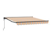 vidaXL Auvent Rectangulaire Électrique Rayé Multicolore 3,5x2,5m, Résistant aux UV et à l'eau, en Tissu Polyester avec Cadre en Aluminium Revêtu de Poudre pour Ombre et Canopée d'Extérieur sur Balcon