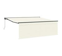 vidaXL Auvent Rétractable Crème 400 × 300 cm Polyester, Auvent Manuel rectangulaire Moderne pour Balcon, Protection étanche, Anti-UV, Ombre extérieure réglable.