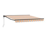 vidaXL Auvent rétractable, électrique, avec des Rayures colorées, 3,5 x 2,5 m. Il est résistant aux UV et à l'eau. Fait en Polyester avec Un Cadre en Aluminium Noir laqué. Parfait pour l'ombre sur Le