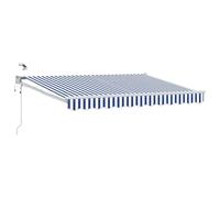 vidaXL Auvent rétractable électrique Bleu et Blanc 3,5 x 2,5 m, Store automatique, auvent électrique moderne, solution de protection solaire rétractable, couverture de patio en aluminium, abri extérie
