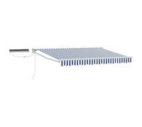 vidaXL Auvent rétractable électrique Bleu et Blanc 3,5 x 2,5 m, Store Électrique Moderne, Canopy de Jardin à Télécommande, Solutions d'Ombre Extérieures, Protection Solaire de Patio Rétractable, Écolo