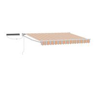 vidaXL Auvent rétractable électrique Bleu et Orange 3,5 x 2 m, Store Électrique Moderne, Canopy de Jardin à Télécommande, Solutions d'Ombre Extérieures, Protection Solaire de Patio Rétractable, Écolog
