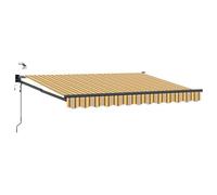vidaXL Auvent rétractable électrique Jaune et Gris 3,5 x 2,5 m, Store automatique, auvent électrique moderne, solution de protection solaire rétractable, couverture de patio en aluminium, abri extérie