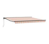 vidaXL Auvent rétractable extérieur 4 x 3 m Bleu et Orange en Aluminium avec Finition en Poudre. Résistant à l'eau et aux UV, en Polyester. Fonctionnement électrique, réglage Manuel, à Monter au Mur.
