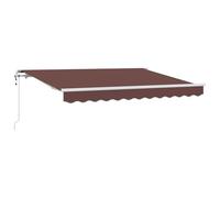 vidaXL Auvent rétractable extérieur Marron avec Cadre Blanc, 3.5 x 2m, résistant à l'eau, Anti-UV, Anti-décoloration, accoudoirs réglables, en Aluminium avec Motif rayé et kit d'installation Mural in