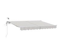 vidaXL Auvent rétractable Gris Clair et Blanc 300 x 250 cm Polyester, Balcón, Jardin et terrasse, Solution d'ombre rectangulaire Moderne, Store rétractable, résistant aux UV, extérieur