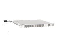 vidaXL Auvent rétractable gris clair et blanc - 450 x 350 cm - Pour jardin et terrasse - Moderne - Bâche d'extérieur flexible - Résistant aux intempéries - Protection solaire