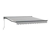 vidaXL Auvent rétractable Gris et Blanc 3,5 x 2,5 m, résistant à l'eau, aux UV et à la décoloration. Il a Un Cadre en Aluminium Ajustable, est Manuel et se Fixe au Mur, Parfait pour Ton Patio ou Ton