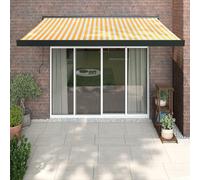 Vidaxl Auvent Rétractable Jaune Et Blanc 3,5x2,5 M Tissu Et Aluminium