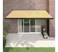 Vidaxl Auvent Rétractable Jaune Et Blanc 4,5x3 M Tissu Et Aluminium