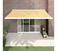 Vidaxl Auvent Rétractable Jaune Et Blanc 4x3 M Tissu Et Aluminium
