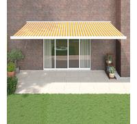 Vidaxl Auvent Rétractable Jaune Et Blanc 5x3 M Tissu Et Aluminium