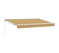 vidaXL Auvent Rétractable Jaune et Gris 3,5 x 2m, à Monter au Mur, résistant aux UV et à l'eau, avec Un Tissu en Polyester et Un Cadre en Aluminium Blanc, revêtu en Poudre, avec des Rayures colorées