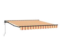 vidaXL Auvent rétractable Jaune et Orange, en Polyester résistant à l'eau, UV, 350 x 250 cm, Cadre en Aluminium Manuel, Protection Contre Le Soleil, pour Une Utilisation en extérieur, Finition Noire,