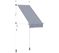 vidaXL Auvent rétractable manuel de terrasse 100 cm - Rayures bleues et blanches