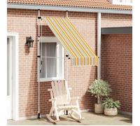 vidaXL Auvent rétractable manuel 100 cm Rayures jaunes et bleues 145830