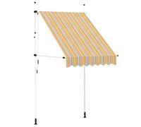 vidaXL Auvent rétractable Manuel 150 cm Rayures Jaunes et Bleues