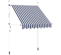 vidaXL Auvent rétractable manuel 200 cm - Rayures bleues et blanches