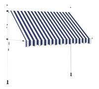 vidaXL Auvent rétractable manuel 300 cm – Rayures bleues et blanches – Bleu